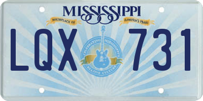 MS license plate LQX731