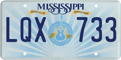 MS license plate LQX733