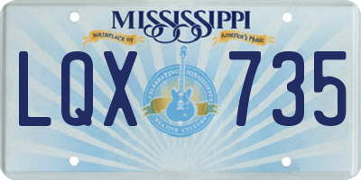 MS license plate LQX735