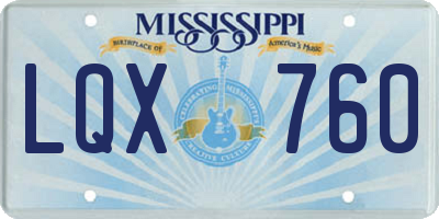 MS license plate LQX760