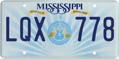 MS license plate LQX778