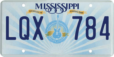 MS license plate LQX784