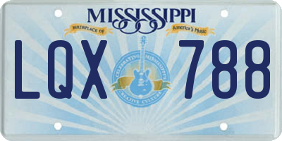 MS license plate LQX788