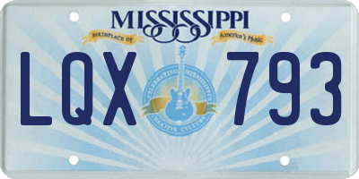 MS license plate LQX793