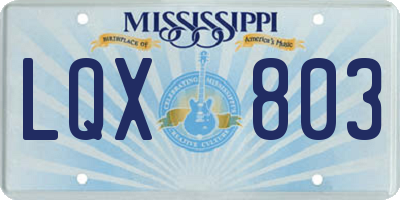 MS license plate LQX803