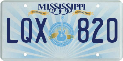 MS license plate LQX820