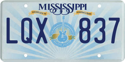 MS license plate LQX837