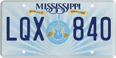 MS license plate LQX840