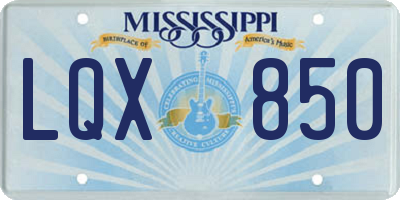 MS license plate LQX850