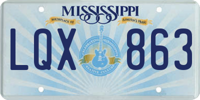 MS license plate LQX863
