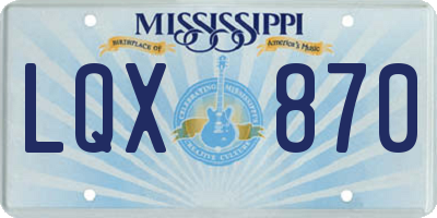 MS license plate LQX870