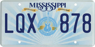 MS license plate LQX878