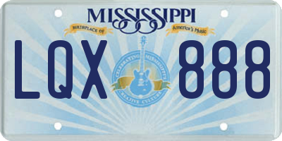 MS license plate LQX888