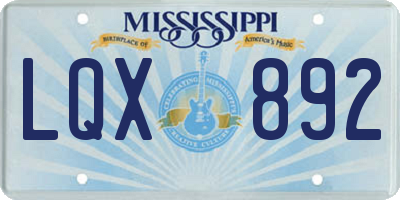 MS license plate LQX892