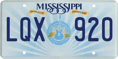MS license plate LQX920