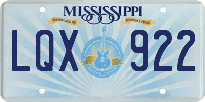 MS license plate LQX922