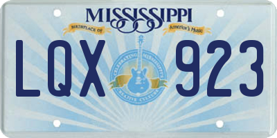 MS license plate LQX923