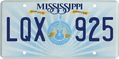 MS license plate LQX925