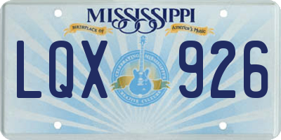 MS license plate LQX926