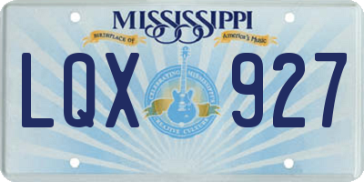 MS license plate LQX927