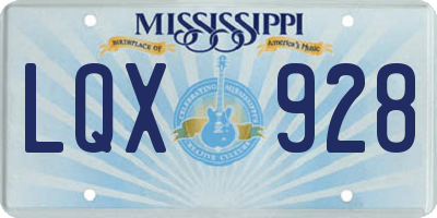 MS license plate LQX928