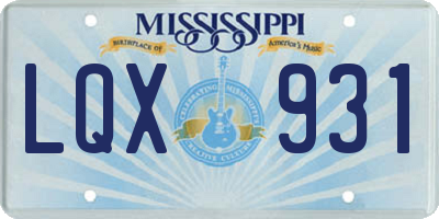MS license plate LQX931