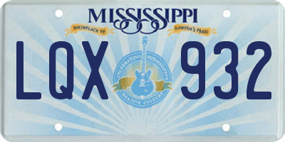MS license plate LQX932