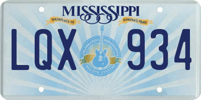 MS license plate LQX934
