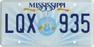 MS license plate LQX935