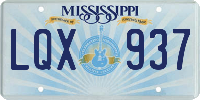 MS license plate LQX937