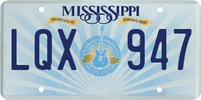 MS license plate LQX947