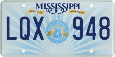 MS license plate LQX948