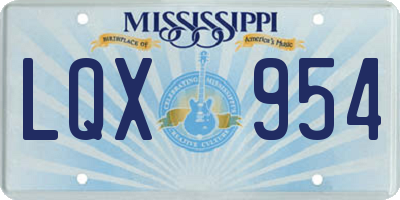 MS license plate LQX954