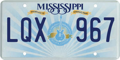MS license plate LQX967