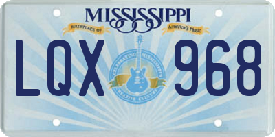 MS license plate LQX968