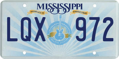 MS license plate LQX972
