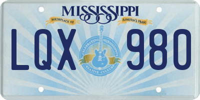 MS license plate LQX980