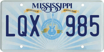 MS license plate LQX985
