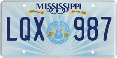 MS license plate LQX987