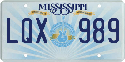 MS license plate LQX989