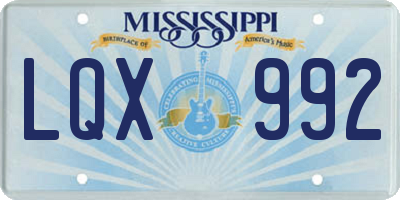MS license plate LQX992