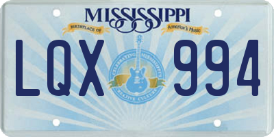 MS license plate LQX994