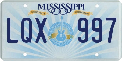 MS license plate LQX997