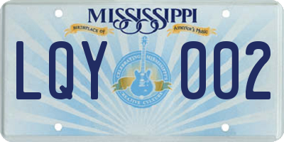 MS license plate LQY002