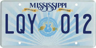 MS license plate LQY012
