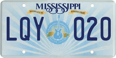 MS license plate LQY020