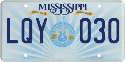 MS license plate LQY030