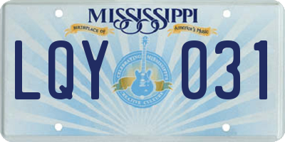 MS license plate LQY031
