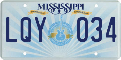 MS license plate LQY034