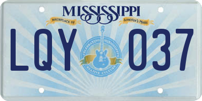 MS license plate LQY037